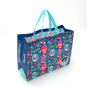 Bolsa de Compras Reutilizable de Tamaño Mediano, Fabricada con Tela No Tejida Laminada en PP Azul con Diseño Personalizado de Lujo, al por Mayor - Product Image 1