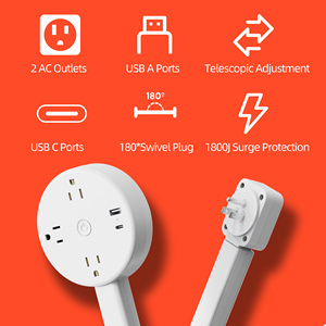 LangYeao EU/UK/US Outlet Extender <strong>Plug</strong> <strong>Wall</strong> Outlet Extender Extendable <strong>Wall</strong> <strong>Socket</strong> for Behind Couches Nightstands Desks - Product Image 3