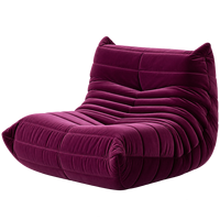 Fauteuil lounge Caterpillar en velours bordeaux, rembourrage dense, toucher doux, soutien ergonomique, qualité durable, confort optimal