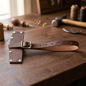 HUNTING HUNTS Handmade Classic Brown Cowhide Leather <b>Axe</b> Hatchet Sheath Wood <b>Handle</b> Alloy Steel Blade Nickel Plated - Product Image 3