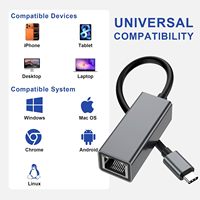 Adaptador USB C a Ethernet Portátil de 1000Mbps, Adaptador de Red LAN RJ45, Plug and Play, Compatible con Laptop, MacBook, iPad Pro