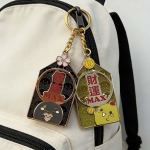 Customized Gold Metal Lucky Wishes Stained Glass Transparent Color Key Chain Accessories Hard Enamel Metal Key Chains
