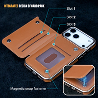 Volnerflederen portemonnee hoesje voor iPhone 17/17 Pro/17 Pro Max met kaarthouder, magnetische klep, OEM/ODM fabrikant