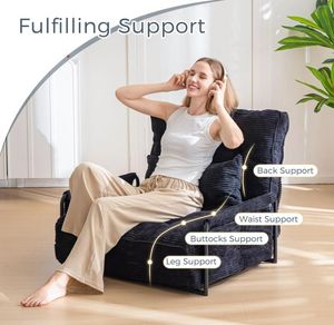 أريكة استرخاء قابلة للطي بخمس وضعيات مع وسادة، سرير أرضي قابل للتعديل للمنزل بسعر مخفض - Product Image 4