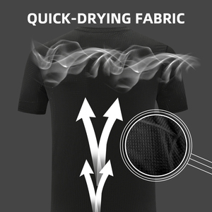 Herren Casual Einfarbiges Trainings-Oberteil Atmungsaktives Eisseide-Strick Sport-Rundhals-Shirt Schnelltrocknend und Schweißableitend Kurzärmeliges Shirt - Product Image 2