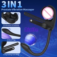 3-in-1 Prostata-Massagegerät Hodenstimulator und Einstellbarer Vibrierender Penisring mit Fernbedienung G-Punkt Sexspielzeug für Männer Erwachsene Paare