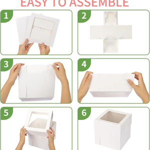 <span class=keywords><strong>8</strong></span> 10 12 Polegadas Quadradas Caixas De Bolo De Papelão Caixa De Bolo De Alto Com Janela Caixas De Embalagem De Pastelaria De Cozimento Branco para Bolos De Multi-Camada - Product Image 4