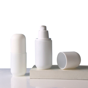 Botella de loción de suero de base líquida cosmética de vidrio redondo al por mayor con bomba - Product Image 6