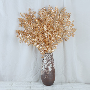 Arreglo Floral Artificial de Eucalipto Dorado, Flor Decorativa de Plástico para Interiores, Decoración para Bodas y Hogar, Hoja Perenne, Pieza Única - Product Image 1