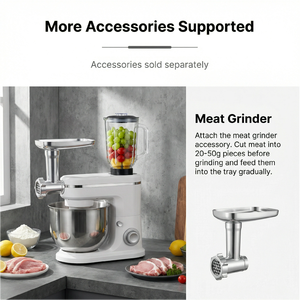 <span class=keywords><strong>Mixeur</strong></span> sur socle 3-en-1 en gros, batteur électrique 6 vitesses avec bol en acier inoxydable de 6 L pour usage domestique et commercial, hachoir à viande et blender - Product Image 4