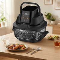 Friteuse à air électrique avec bol en verre, grande capacité, cuisson rapide sans huile, panneau tactile numérique français