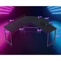 Bureau de jeu de haute qualité en forme de L, bureau d'étude informatique, table d'angle avec support d'écran amovible, bureau d'angle avec étagère