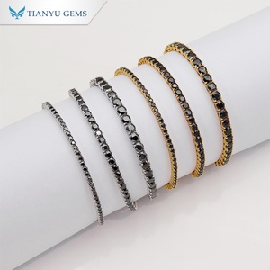 Tianyu Gems Black Moissanite Bracelets 925 <b>Silver</b> Gold Plated Channel Setting Classic Unisex <b>Bangles</b> Everyday Wear - Product Image 1