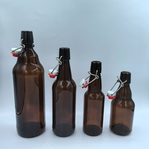 Bouteille en verre ambré vide de 330 ml 300 g, forme ronde, avec bouchon mécanique, prix de gros <span class=keywords><strong>moins</strong></span> <span class=keywords><strong>cher</strong></span> - Product Image 5