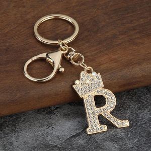 Nouveau porte-clés en strass 26 lettres pour femme, cadeau, breloque en métal ornée de strass, couronne en cristal, or, pour sac, clés de voiture, accessoires DIY - Product Image 5