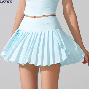 Jupe de sport plissée respirante pour femme, taille haute, design anti-exposition, séchage rapide, avec poches, idéale pour le tennis et le padel - Product Image 2