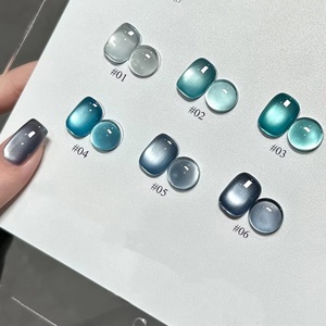 Vernis à ongles gel effet œil de chat perles de verre bleues d'été, gel magnétique blanc flash couleur nude pour nail art, idéal pour salon et ongles de Noël - Product Image 3