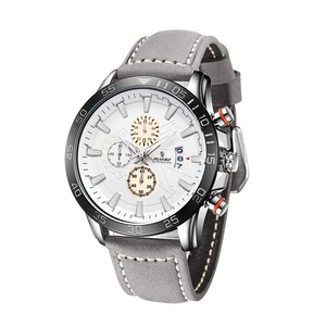 Reloj deportivo clásico de cuarzo analógico para hombre, correa de cuero genuino, caja de acero inoxidable con puntero <span class=keywords><strong>Exactime</strong></span>, esfera de cristal para ventana - Product Image 3
