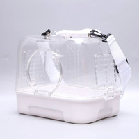 Sac de transport portable en plastique pour oiseaux, perroquets, cochons d'Inde, avec sangle de transport, panoramique, pour voyages en extérieur, modèle Peony, taille moyenne