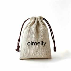 Sac à cordon en toile à chevrons, pochette de rangement robuste en coton et lin de qualité supérieure pour chaussures et accessoires, personnalisable - Product Image 2