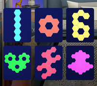 Panneaux lumineux hexagonaux RGB, lumières modulaires de jeu synchronisées avec la musique, décor mural LED en nid d'abeille réactif au son pour la chambre
