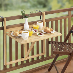 Bamboo Balcony Folding <b>Table</b> Rectangular <b>Foldable</b> <b>Outdoor</b> <b>Table</b> With Storage For Home And Garden Use - Product Image 2