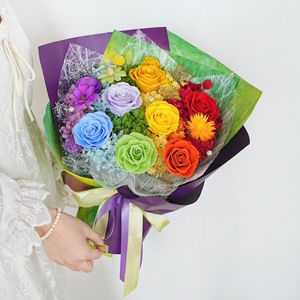 Ramo de Rosas Secas <span class=keywords><strong>Wafa</strong></span>, Flores Eternas Coloridas, Regalo para Múltiples Ocasiones y Festividades - Product Image 4