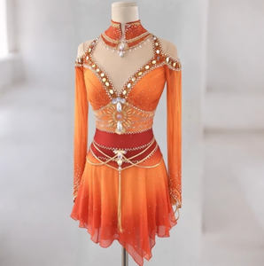 Robe de <span class=keywords><strong>danse</strong></span> pour patinage artistique pour filles et femmes, tenue de performance pour patinage sur glace, costumes de ballet avec strass pour compétition - Product Image 5