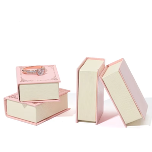 Elegant Book-Shaped Jewelry <b>Boxes</b> With Embossed Design And Lids For Ring Necklace <b>Storage</b> - Product Image 2