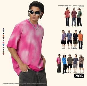 Camiseta de Manga Corta Extra Grande para Hombre, Estilo <span class=keywords><strong>Macaque</strong></span>, Lavada, con Estampado en Aerosol, 100% Algodón - Product Image 4