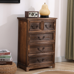 家具収納ユニットチェスト引き出しベッドサイドヴィンテージトールボーイホワイトミニチュア組み立てベッドサイドキャビネットドレッサーナイトスタンド - Product Image 5