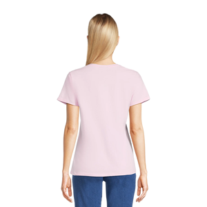 เสื้อยืดคอวีผ้าฝ้ายพิมพ์ลายช่องว่างสำหรับผู้หญิงเสื้อยืดออกแบบได้ตามต้องการ - Product Image 6