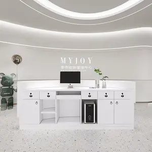 Lüks beyaz LED resepsiyon masası güzellik salonu otel Spa Salon ofis mobilyaları için