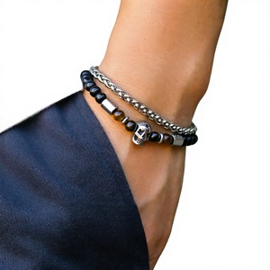 Pulsera de Cuentas de Piedra Ojo de Tigre de Acero Inoxidable para Hombre, Nueva, Ajustable, Estilo Europeo y Americano, Joyería de Moda - Product Image 4