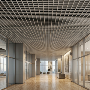Plafond suspendu en panneaux linéaires en aluminium pour bureaux, couloirs et intérieurs - Product Image 1