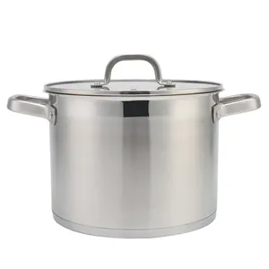 Olla de acero inoxidable 8QT para cocinar, ollas para sopa, olla para estofado, utensilios de cocina, cazuela
