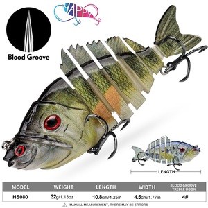 NOUVEAU <span class=keywords><strong>Leurre</strong></span> Artificiel Multi-<span class=keywords><strong>articulé</strong></span> 7 Couleurs 10,8 cm 32g 7 Sections pour Pêche en Eau Salée, Plastique 108mm 32g pour Achigan et Black Bass avec Hameçons - Product Image 3