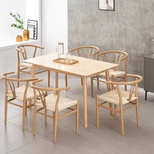 Wholesale Cheap Price Wooden Restaurant Furniture Wishbone Solid Wood Y Shape Ash Wood Y-Chair Dining Chairs With Arm Rest