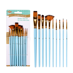 Xinbowen Usine Nouveau 10 Pièces Durable Lisse Manche En Bois En Nylon Cheveux Aquarelle Artiste Peinture Pinceau Ensemble - Product Image 3