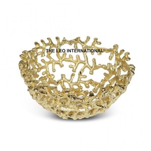 Bol en aluminium de forme ronde en cuivre antique Modern Birds Leaf Hot Selling Home Accent Decorative Bowl - Product Image 5