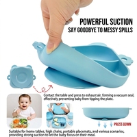 Ensemble de vaisselle pour enfants en silicone de qualité alimentaire, comprenant une assiette à ventouse, un bol, une cuillère, une tasse et un bavoir pour l'alimentation des bébés