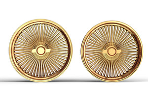 Llantas de ruedas de alambre Steelies de plato profundo forjado cromado dorado de 24 pulgadas para Chevy Caprice - Product Image 3