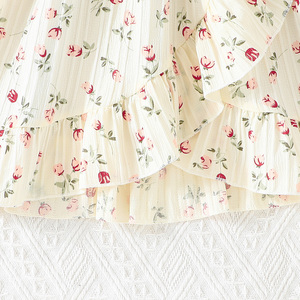 Ropa para Niños de 4 a 8 Años, Vestido de Flores sin Mangas con Cuello de Volantes y Encaje, Estilo Moderno para Niñas Pequeñas, de Fábrica - Product Image 6