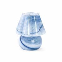 Lampe de table en verre soufflé bleu en forme de champignon, texture ondulée artistique, ornement décoratif pour la maison, la chambre, l'hôtel, cadeau