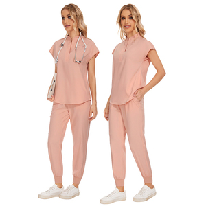 42015 Uniformes médicaux tissés personnalisés et confortables avec col zippé, tailles plus, pantalons de travail pour le personnel médical - Product Image 4