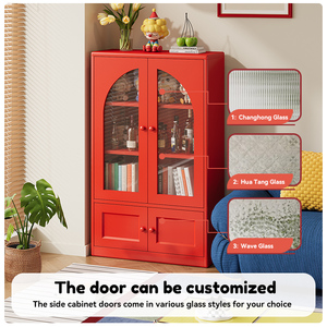Steel Living Room Cabinet with Tempered Glass Door and Cabinets Multi-Functional <strong>Side</strong> <strong>Unit</strong> - Product Image 3