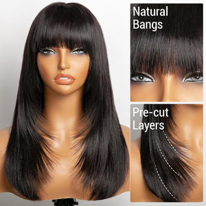 Perruque longue afro ondulée en cheveux Remy avec racines foncées, dentelle transparente, brun rougeâtre auburn, vente chaude # 33 avec frange Topper Cheveux humains - Product Image 4