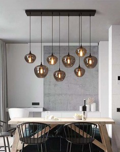 <span class=keywords><strong>Lampadario</strong></span> in Vetro Postmoderno per Ristorante, Creativo Multilampada per Caffè, Tavolo da Pranzo, Bar, <span class=keywords><strong>Lampadario</strong></span> in Vetro <span class=keywords><strong>Grigio</strong></span> Fumé Elettroplaccato - Product Image 4