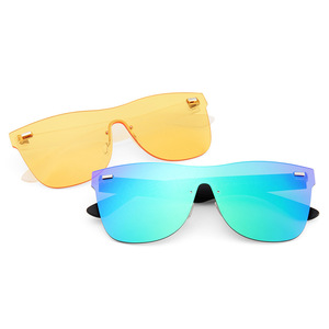 Gafas de Sol Unisex sin Marco, Lentes de PC con Protección UV400, Estilo Clásico Retro Negro para Viajes, Protección Solar, Montura Grande a la Moda - Product Image 2