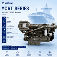 Moteur diesel marin robuste Yuchai série YC6T 1800 tr/min 1500 tr/min 1200 tr/min pour bateaux de pêche et navires de transport de marchandises